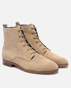 AVERY  Boots à Lacets Croûte velours Beige Femme
