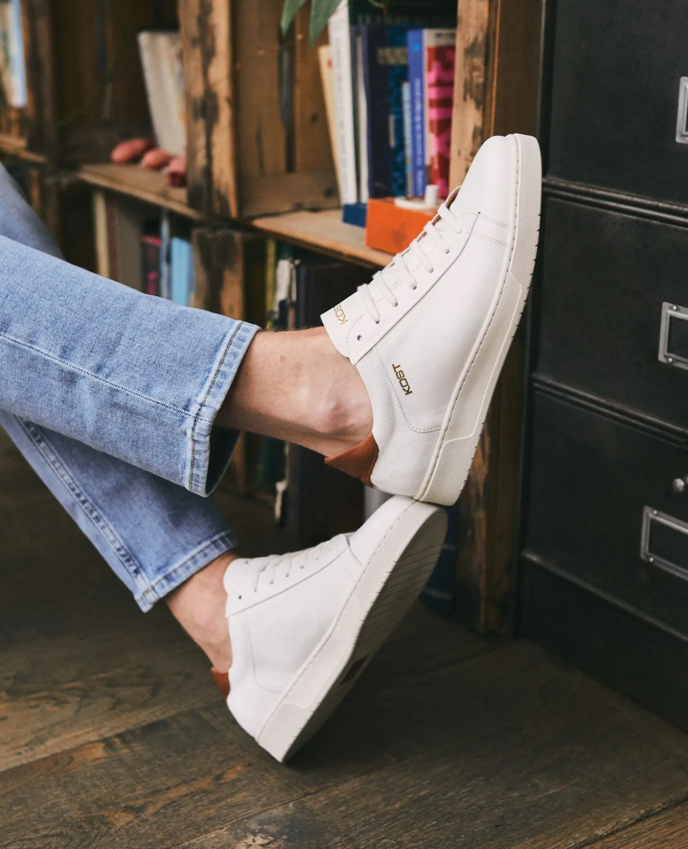 BATTLE 8 Sneakers Blanches Cuir Homme