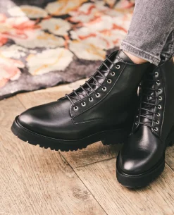 BLUFF  Boots à lacets cuir noir