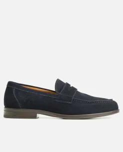 DAPPER V Mocassin croûte velours Marine Homme