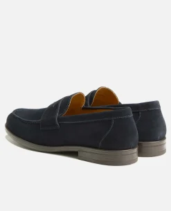 DAPPER V Mocassin croûte velours Marine Homme