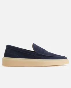 DEBONAIR Mocassins Croûte Velours Marine Homme