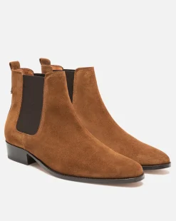 DOUG 5  Chelsea boots à talons Croûte velours Marron Homme