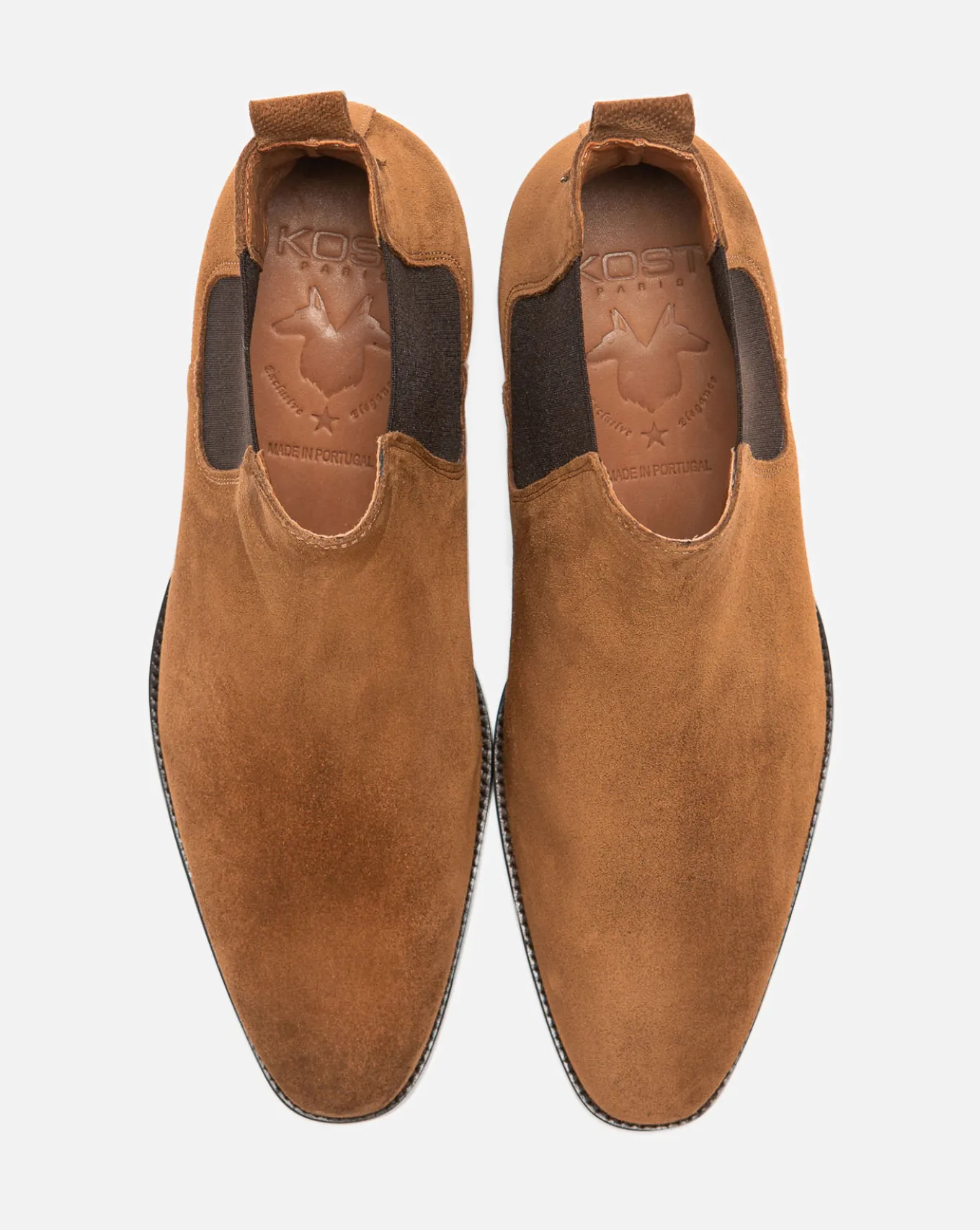 DOUG 5 Chelsea boots à talons Croûte velours Marron Homme