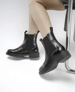 HOLLY Chelsea boots à Plateforme Cuir Noir Femme
