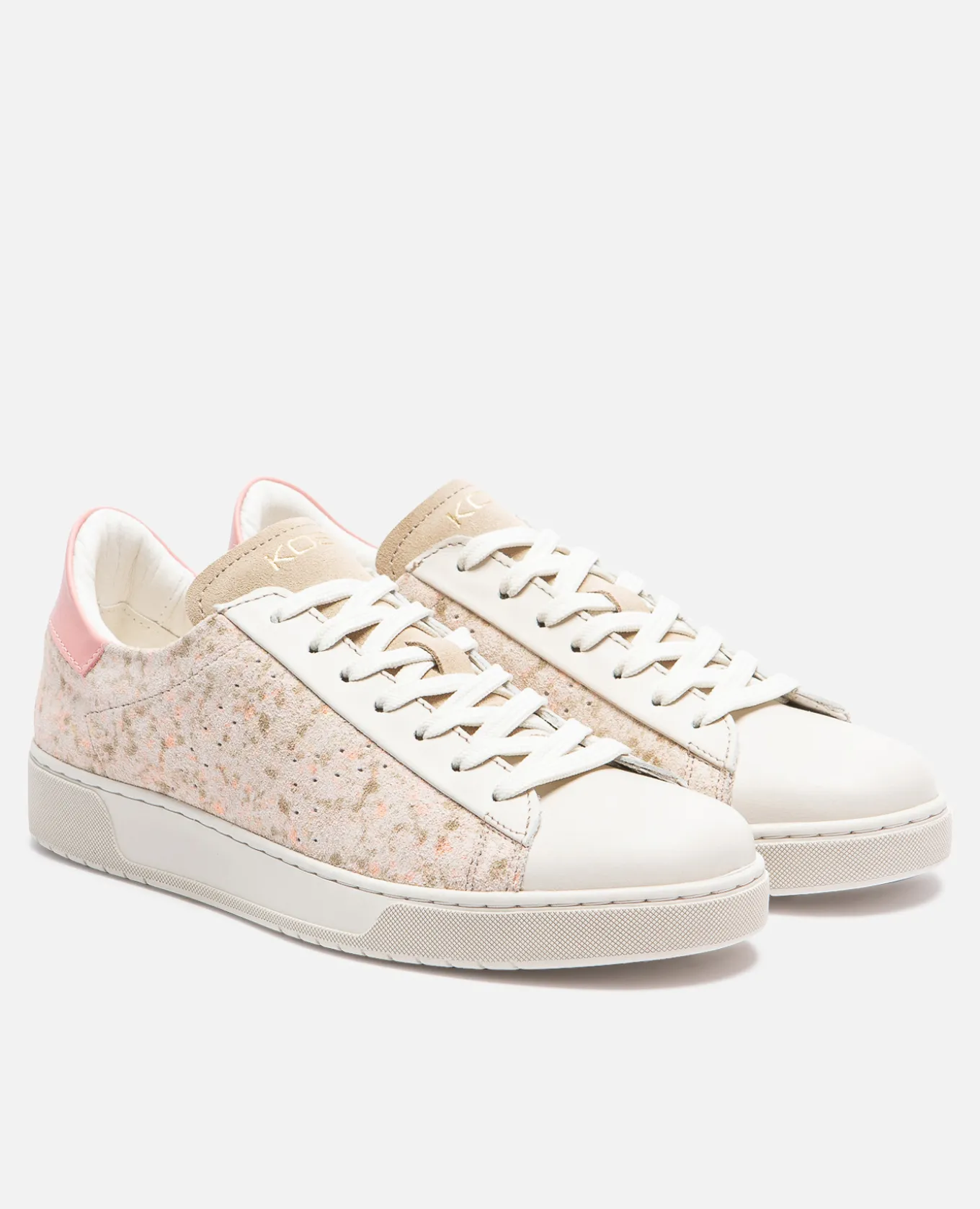 HOMERUN 3 Sneakers Croûte Velours Ecru Rose Femme