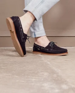 JAX 5 Chaussures Bateau Croûte Velours Bleu Homme