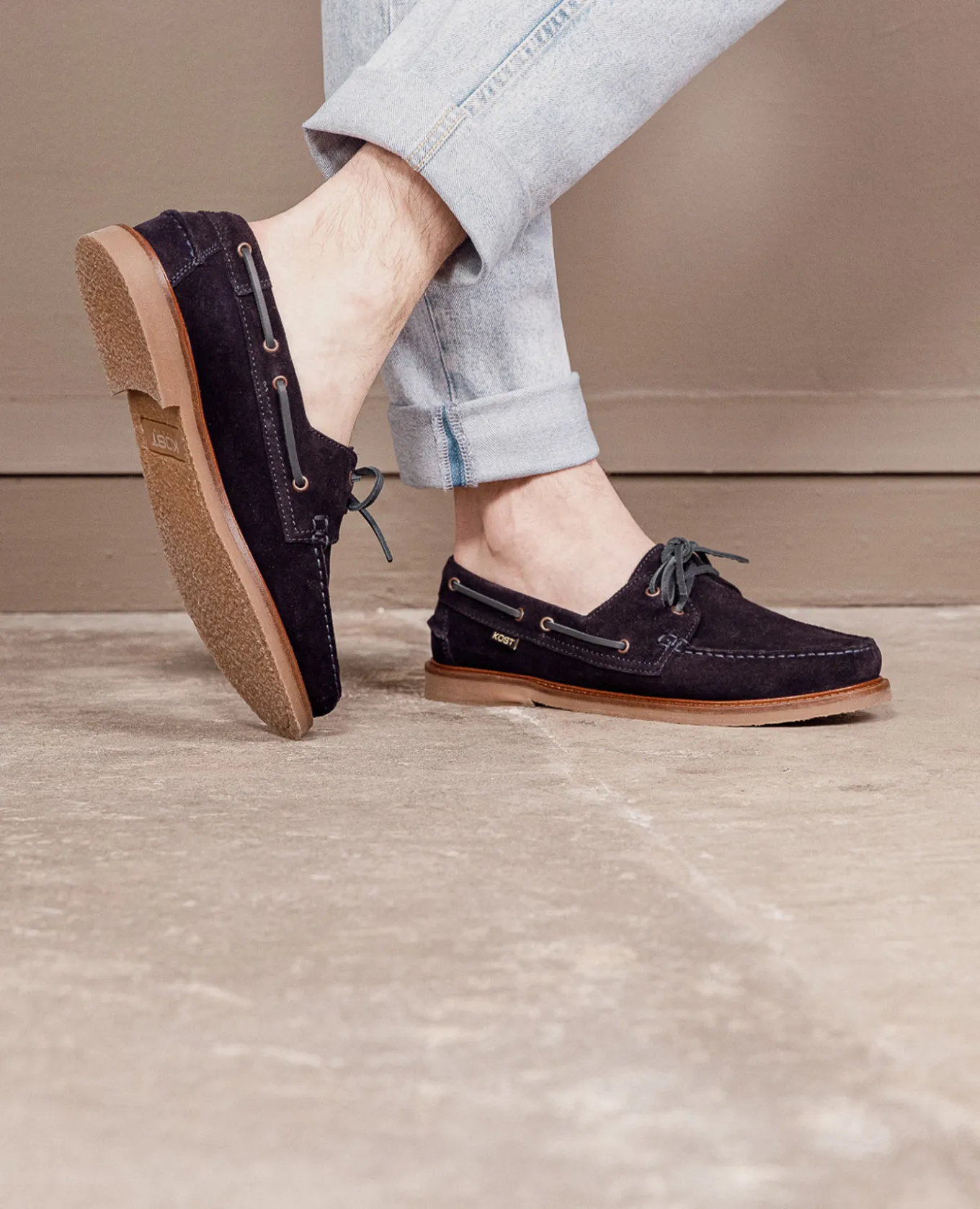 JAX 5 Chaussures Bateau Croûte Velours Bleu Homme