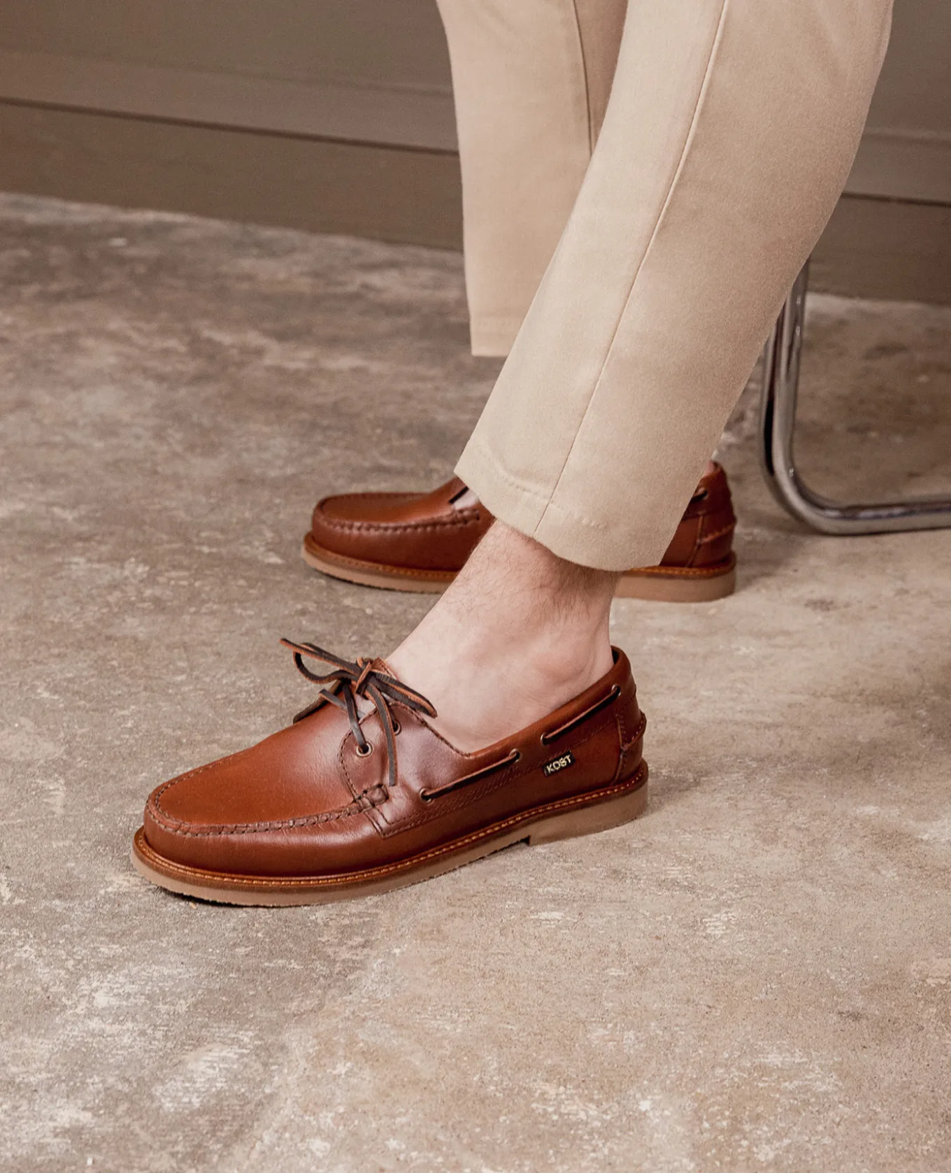 JAX Chaussures Bateau Cuir Marron Homme