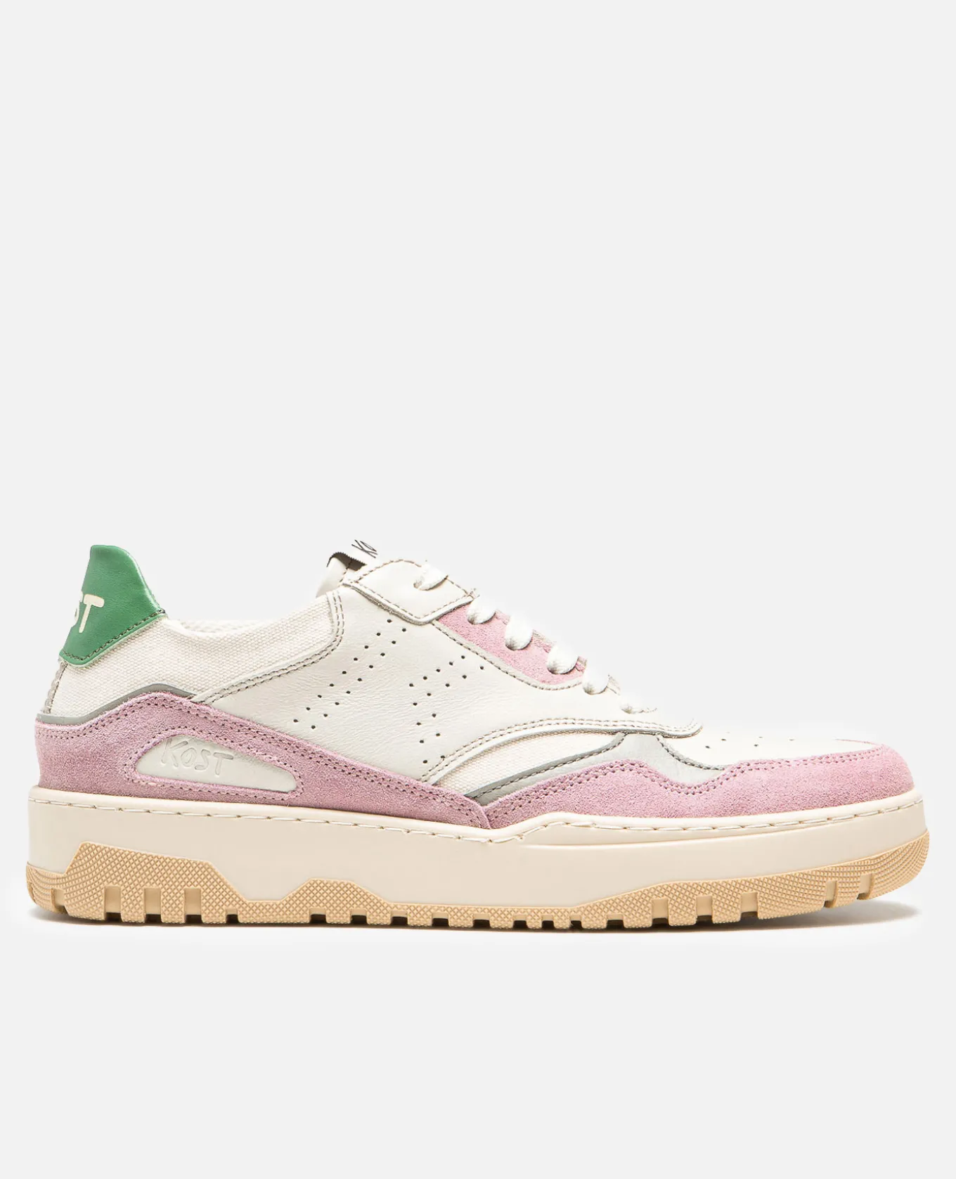 JAYDEN F Sneakers Cuir Écru-Rose Femme