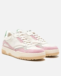 JAYDEN F  Sneakers Cuir Écru-Rose Femme