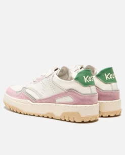 JAYDEN F Sneakers Cuir Écru-Rose Femme