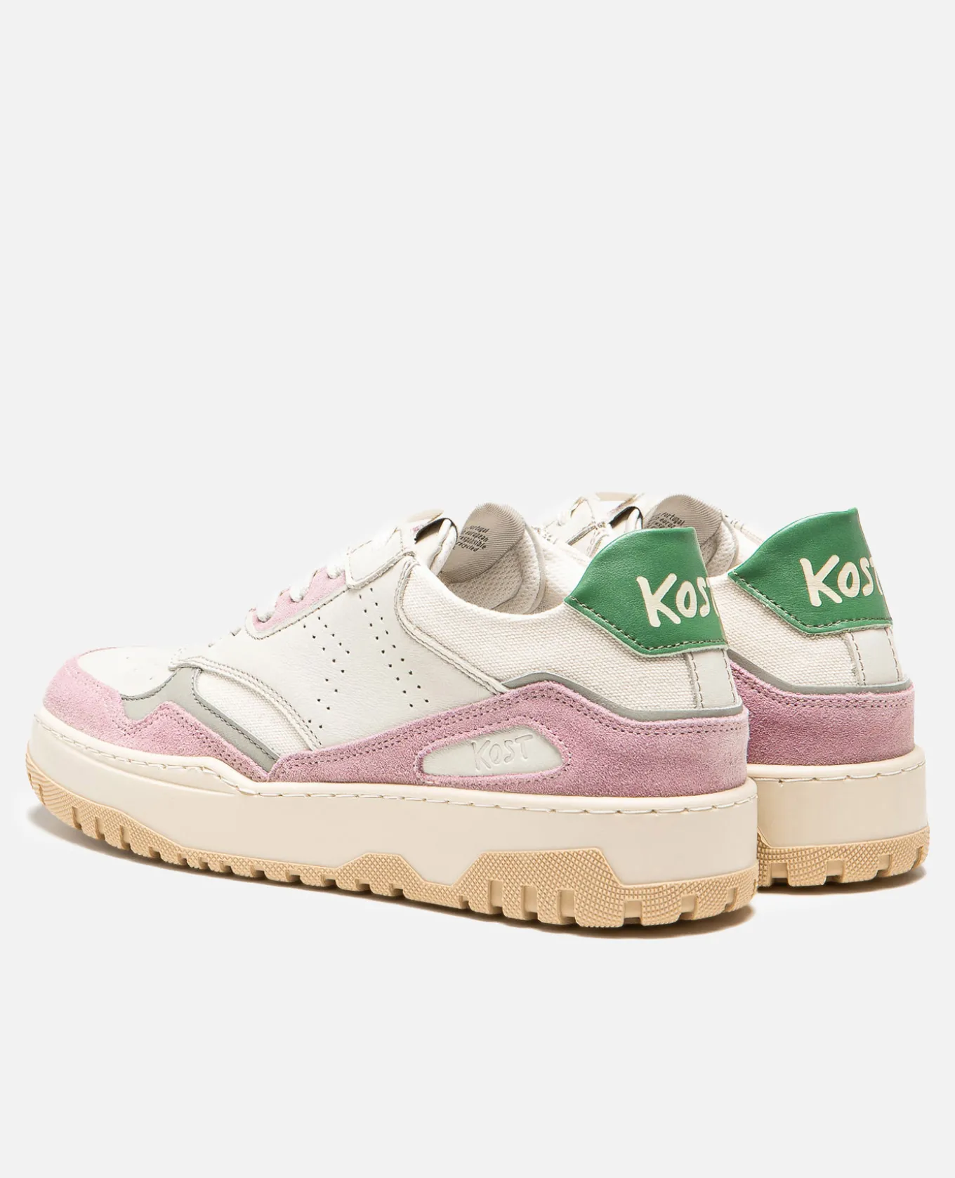 JAYDEN F Sneakers Cuir Écru-Rose Femme