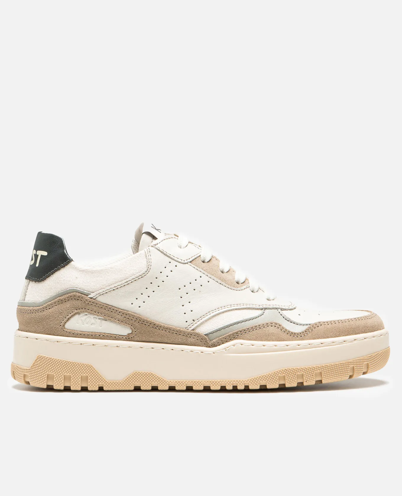 JAYDEN F Sneakers Cuir Ecru-Taupe Femme