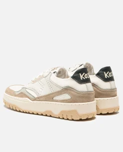 JAYDEN F Sneakers Cuir Ecru-Taupe Femme