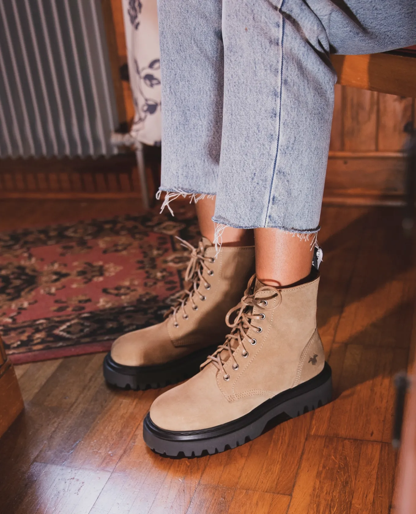 JOYCE 5 Bottines Chunky Croûte velours Beige Femme