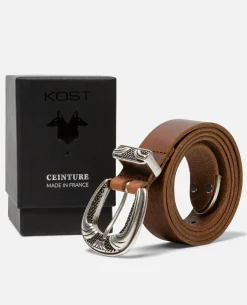 KEITH  Ceinture Made in France Cuir Tannage Végétal Noisette Mixte
