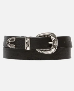 KEITH Ceinture Made in France Cuir Tannage Végétal Noir Mixte