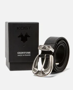 KEITH  Ceinture Made in France Cuir Tannage Végétal Noir Mixte
