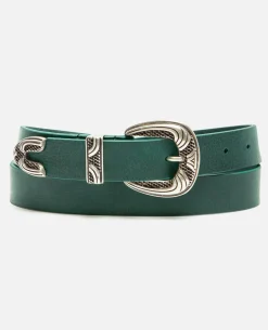 KEITH Ceinture Made in France Cuir Tannage Végétal Vert Foncé Mixte
