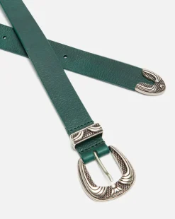 KEITH  Ceinture Made in France Cuir Tannage Végétal Vert Foncé Mixte