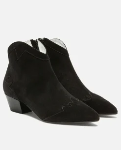 LUNA 5  Boots à talons Style Western Croûte velours Noir Femme
