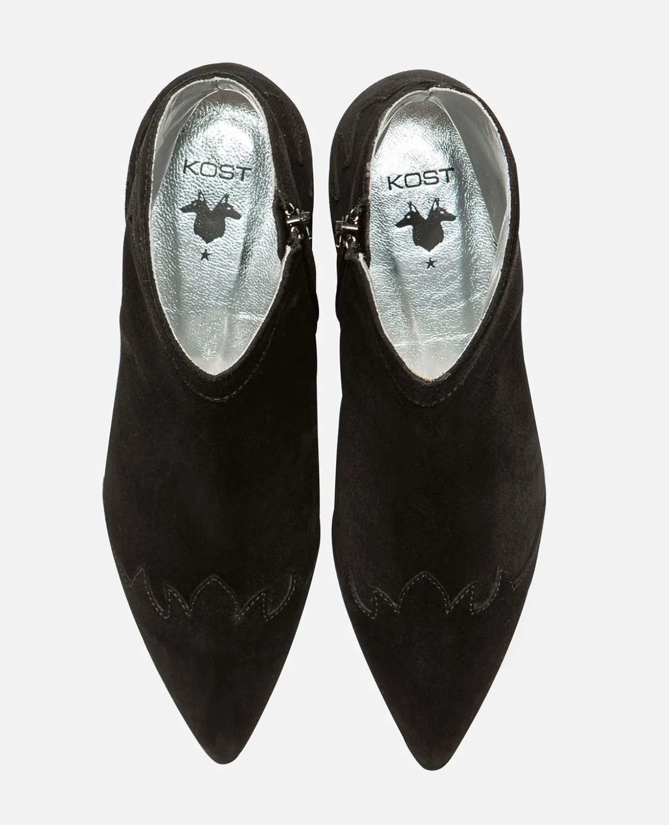 LUNA 5 Boots à talons Style Western Croûte velours Noir Femme
