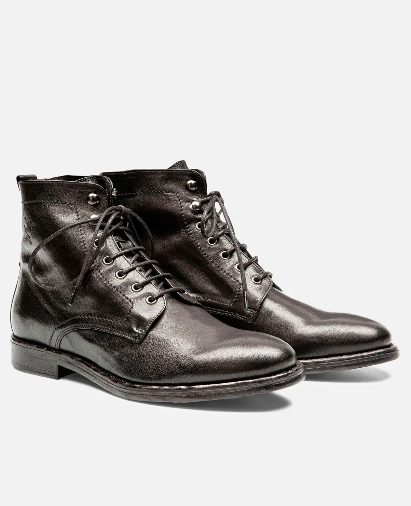 MILITANT 67 Bottines à Lacets Cuir Noir Homme