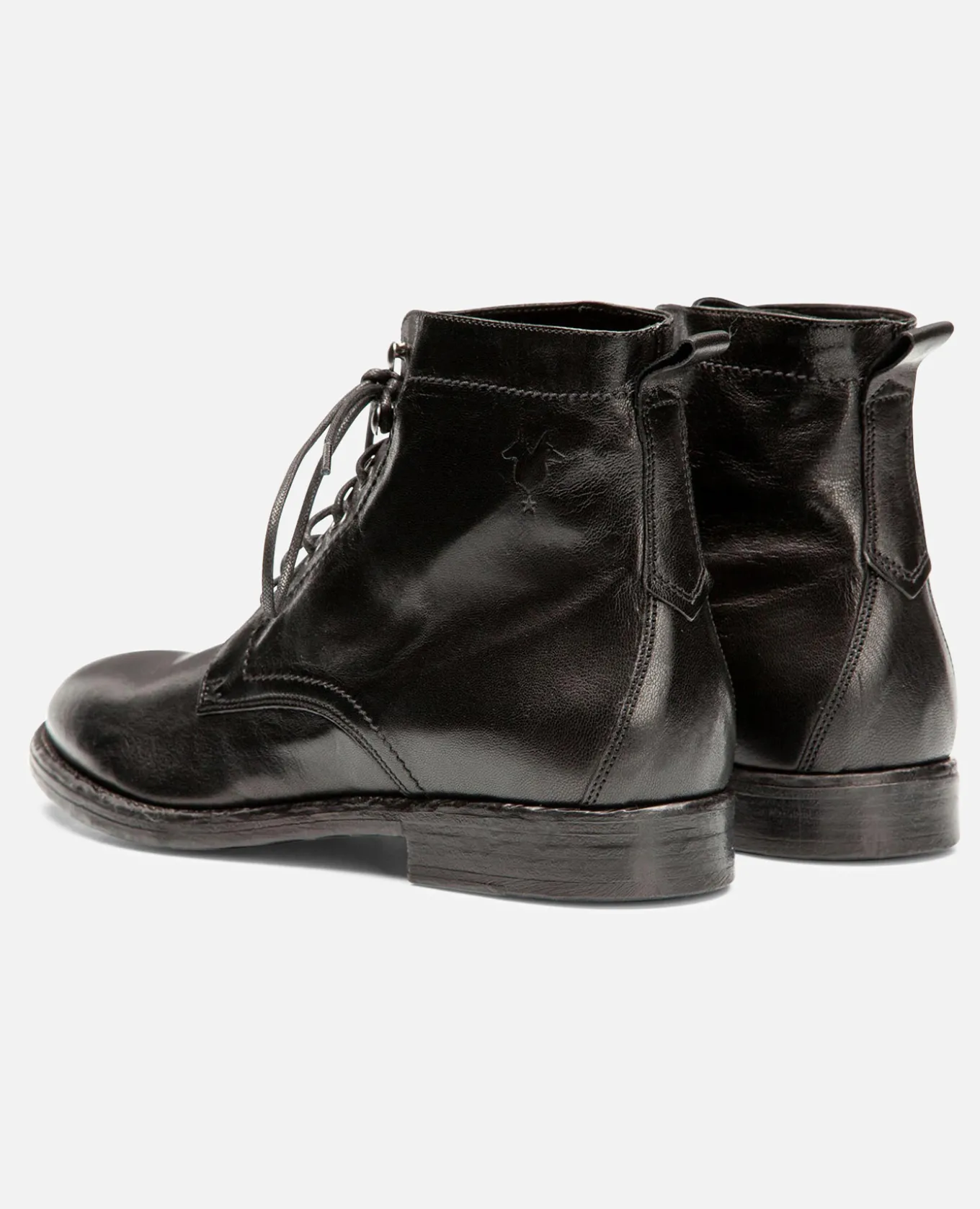 MILITANT 67 Bottines à Lacets Cuir Noir Homme