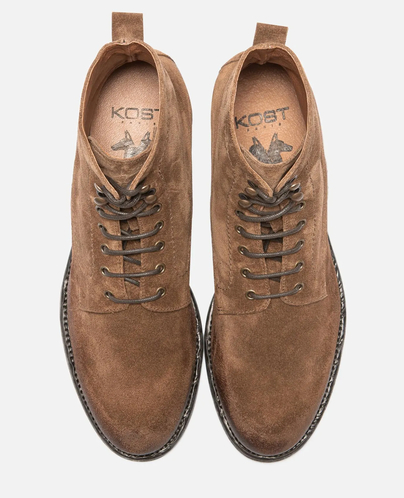 MILITANT 5 Bottines à Lacets Croûte velours Marron Homme
