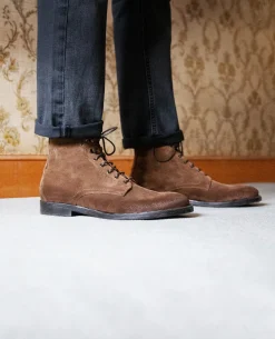 MILITANT 5 Bottines à Lacets Croûte velours Marron Homme
