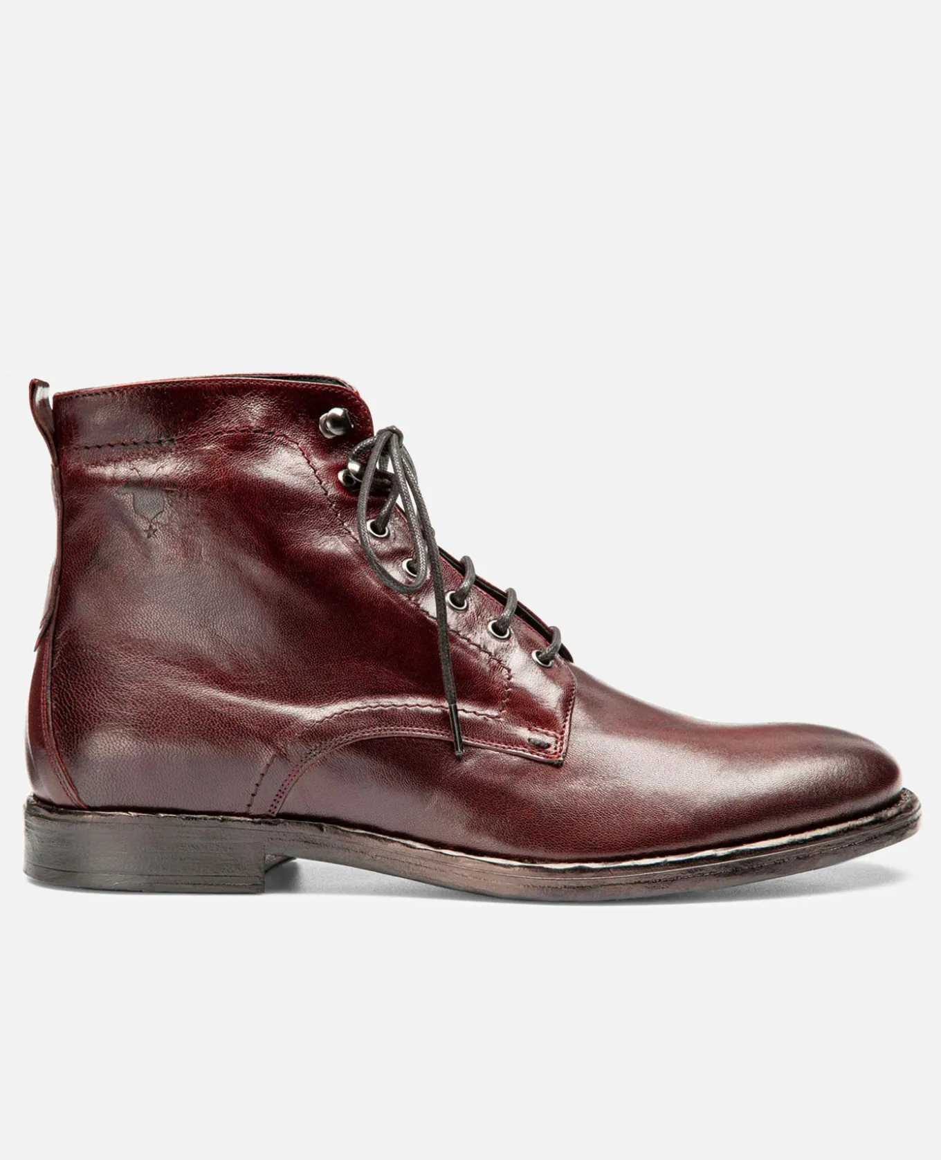 MILITANT 67 Bottines à Lacets Cuir Bordeaux Homme