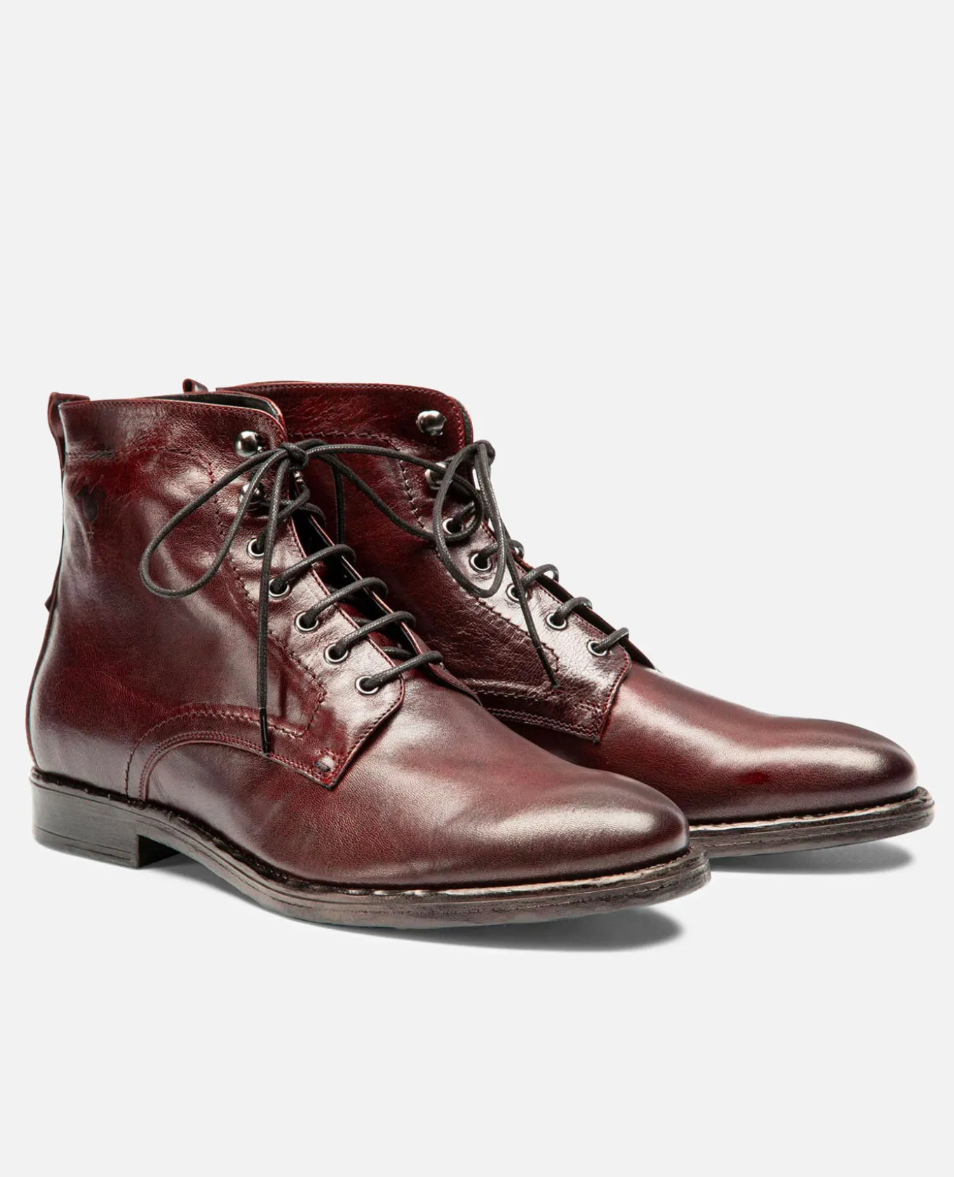 MILITANT 67 Bottines à Lacets Cuir Bordeaux Homme