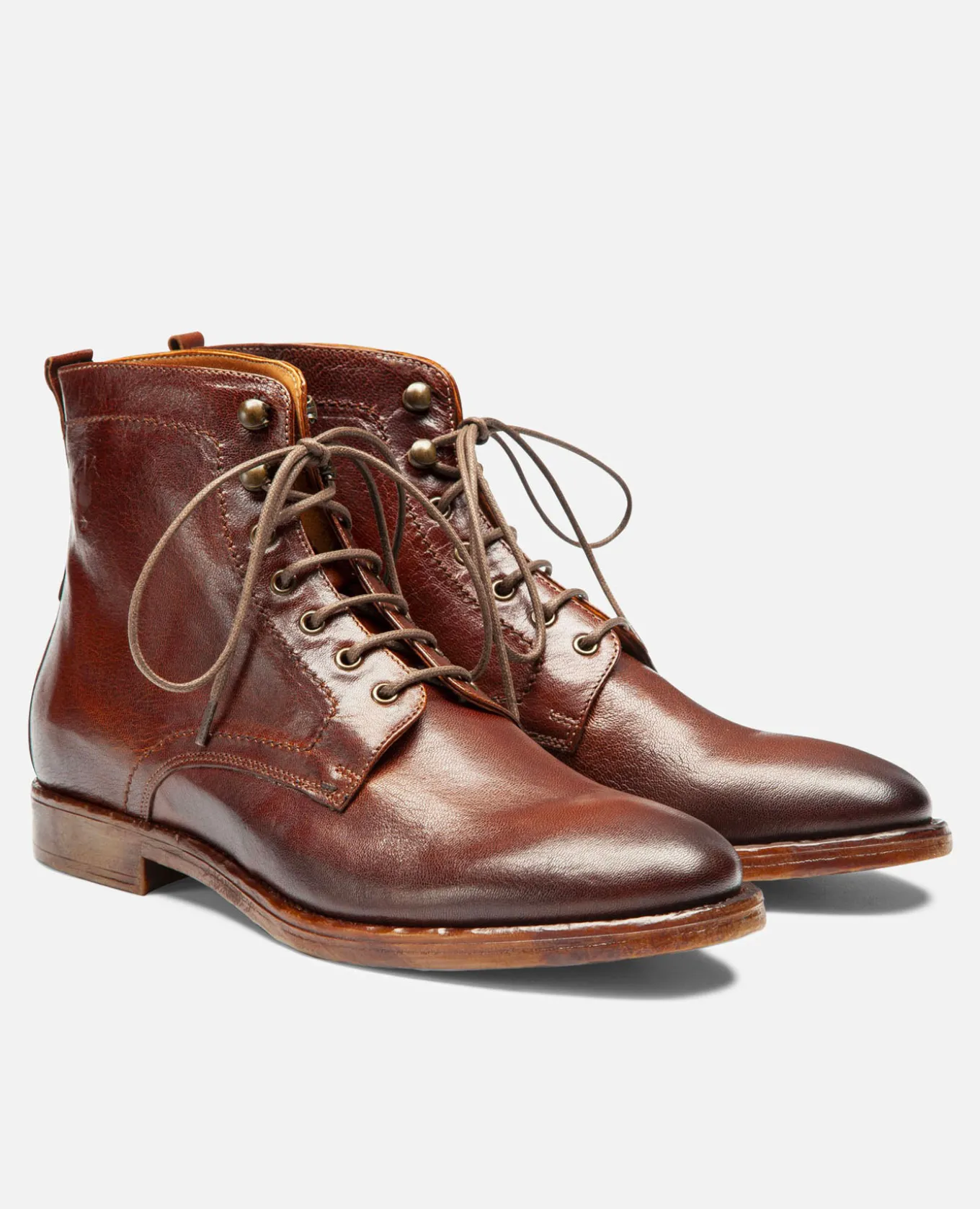 MILITANT 67 Bottines à Lacets Cuir Marron Homme