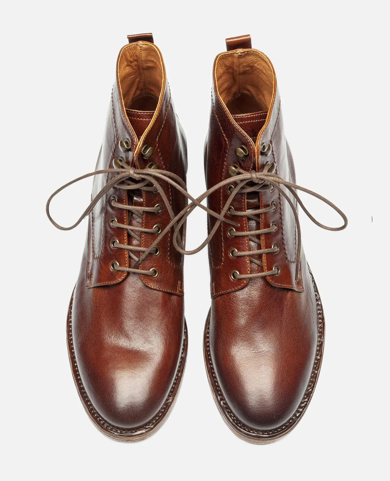 MILITANT 67 Bottines à Lacets Cuir Marron Homme