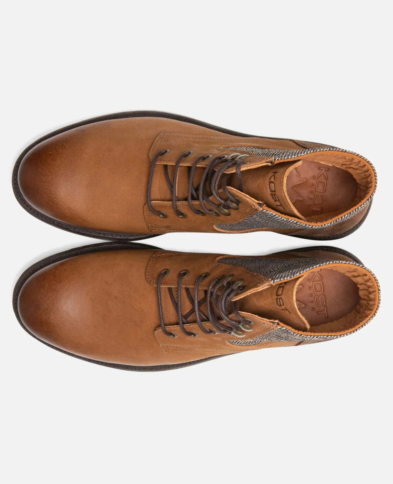 MYSTIK B VGT Boots cuir tannage végétal et textile cognac