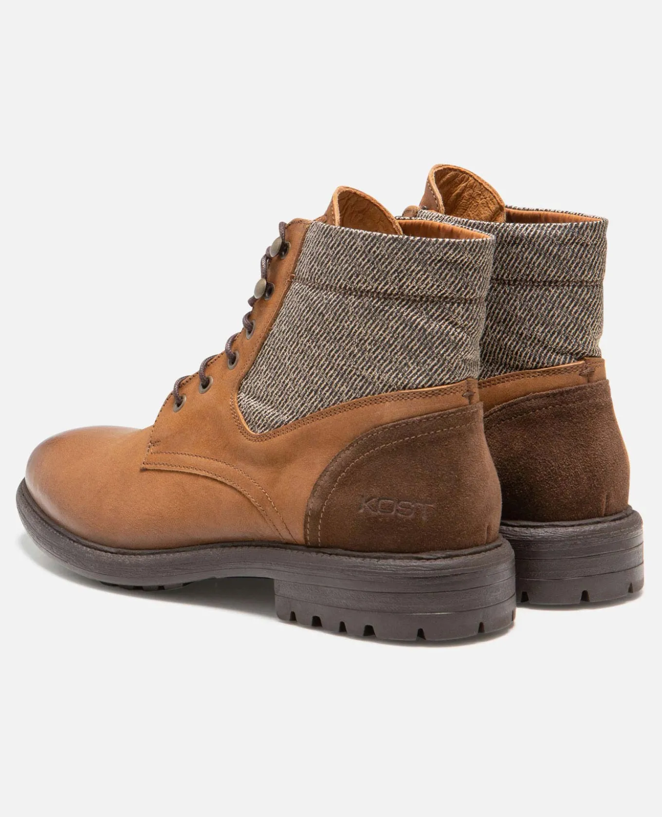 MYSTIK B VGT Boots cuir tannage végétal et textile cognac