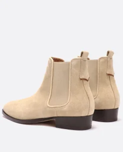 NANCY 5 Chelsea boots Croûte velours Beige Femme