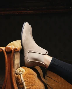 NANCY 5 Chelsea boots Croûte velours Beige Femme