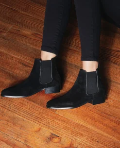 NANCY 5 Chelsea boots Croûte velours Noir Femme