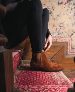 NANCY 5 Chelsea boots Croûte velours Marron Femme