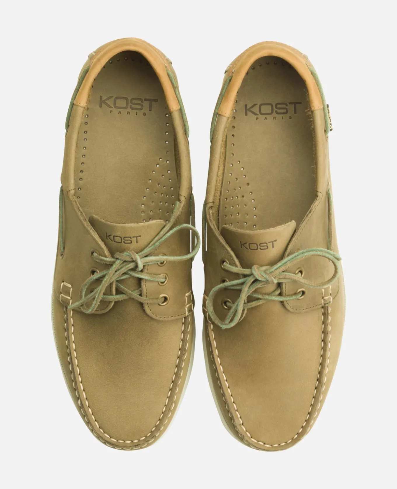 RIVIERA N BIO Chaussures bateau cuir nubuck Kaki Homme