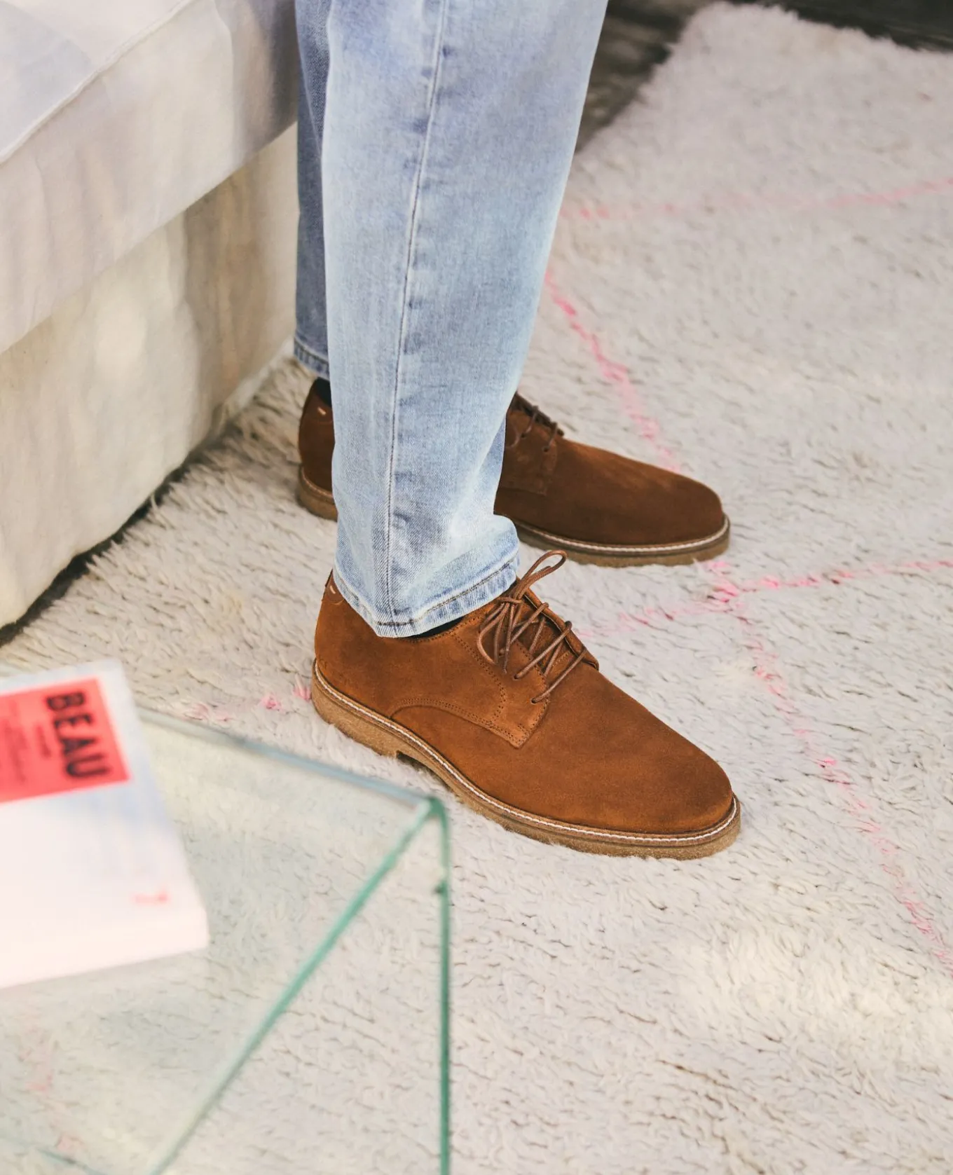 STEADY Derbies cuir suède cognac