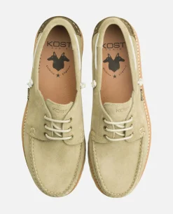 STONE V Chaussures Bateau Croûte Velours Vert Homme