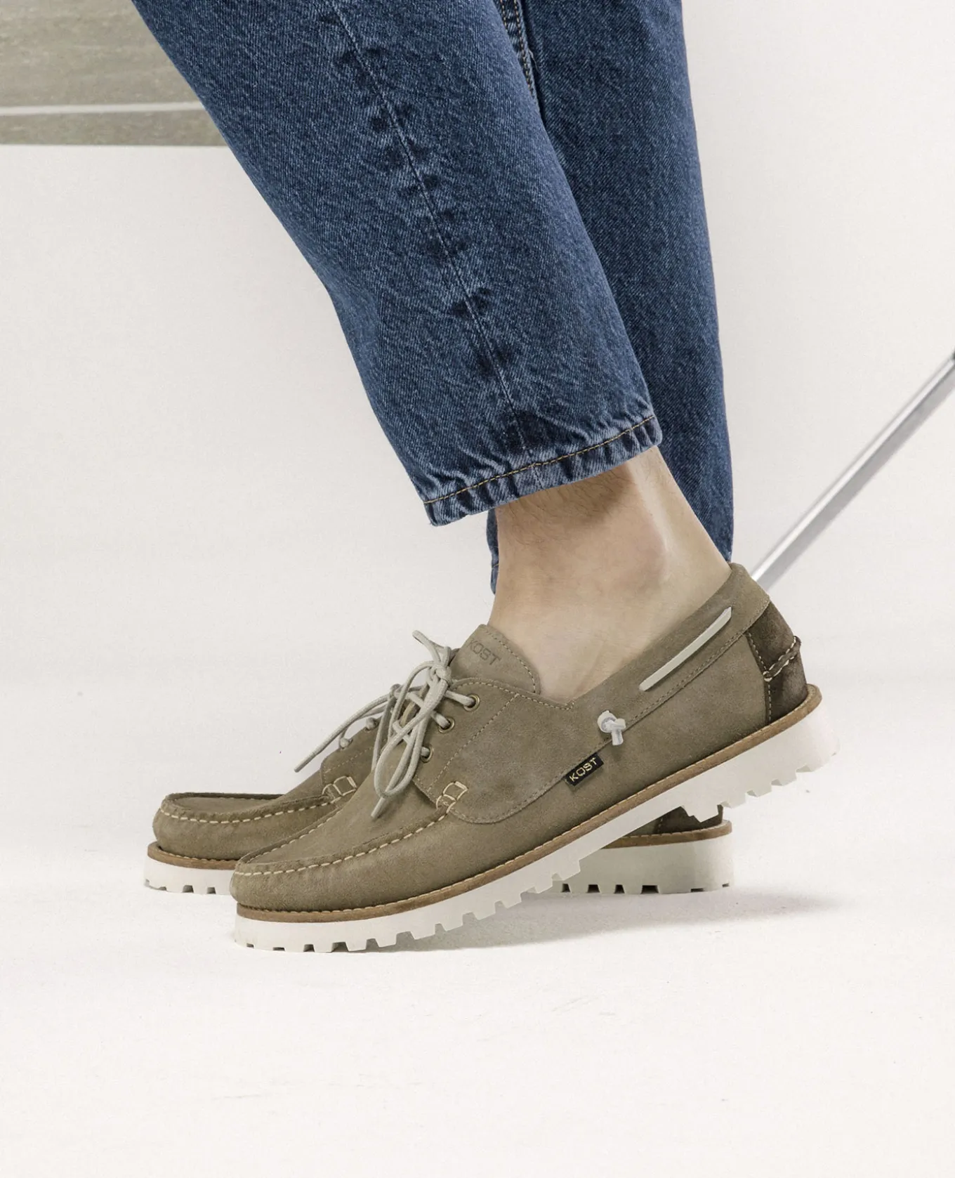 STONE V Chaussures Bateau Croûte Velours Vert Homme