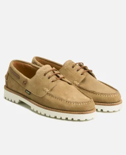 STONE V  Chaussures Bateau Croûte Velours Taupe Homme