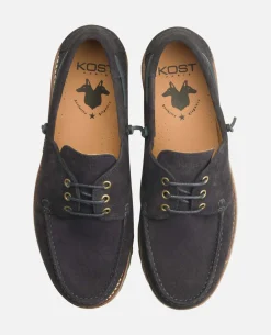 STONE V Chaussures Bateau Croûte Velours Marine Homme
