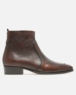 TRAVIS 73 Boots à talons Cuir Marron Homme