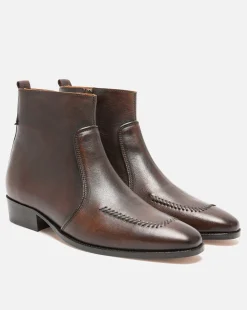 TRAVIS 73  Boots à talons Cuir Marron Homme