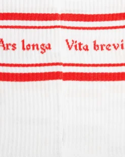 VITA BREVIS  Chaussettes Made in France Coton bio Écru et Rouge